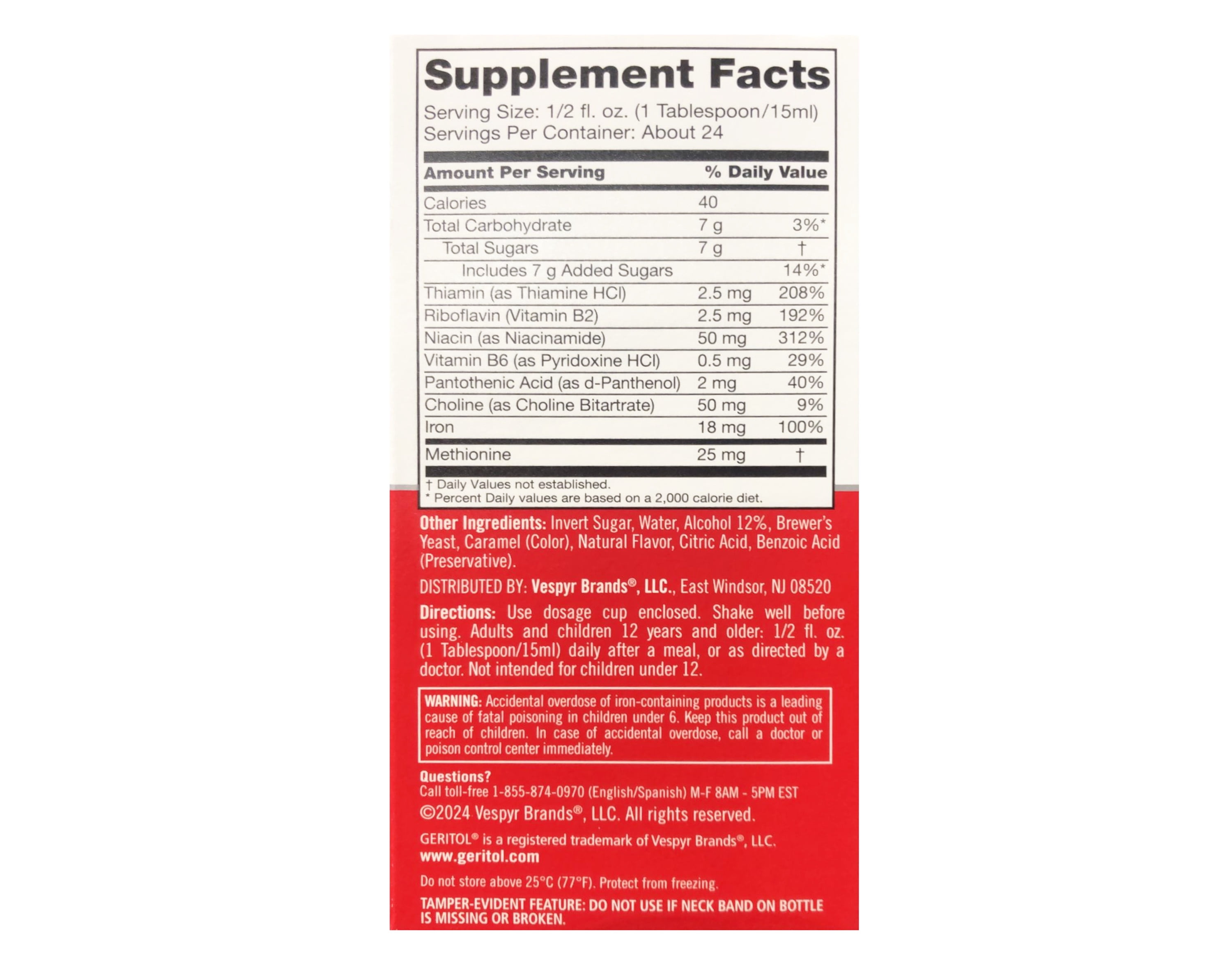 Geritol With Ferrex Tonic, High Potency Vitamin And Iron Supplement - 12 oz, 6 Pack
