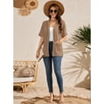 thumbnail image 7 of Demotime Women's Cardigans Open Front Short Sleeve Soft Casual Cover Up with Pockets Light Coffee XL, 7 of 7