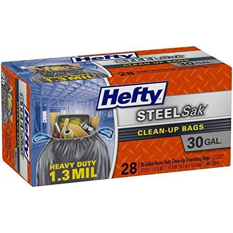 Hefty Strong Multipurpose Large Black Garbage Bags, 30 Gallons, 28 Count  Pack