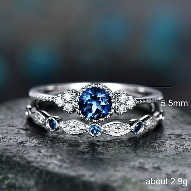 Anillo de moda con circonitas para mujer, anillo de dos piezas con microesmeralda, joyería