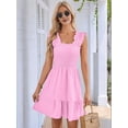 thumbnail image 3 of Women'S Summer Casual Sleeveless Square Neck Dress Smocked Ruffle Backless Boho Beach Cute Teen Short Sundress, 3 of 9