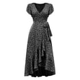 thumbnail image 6 of Womens Summer Dress Summer Dresses for Women Fashion Women Summer Casual V-Neck Short Sleeve Solid Dress Black L, 6 of 6