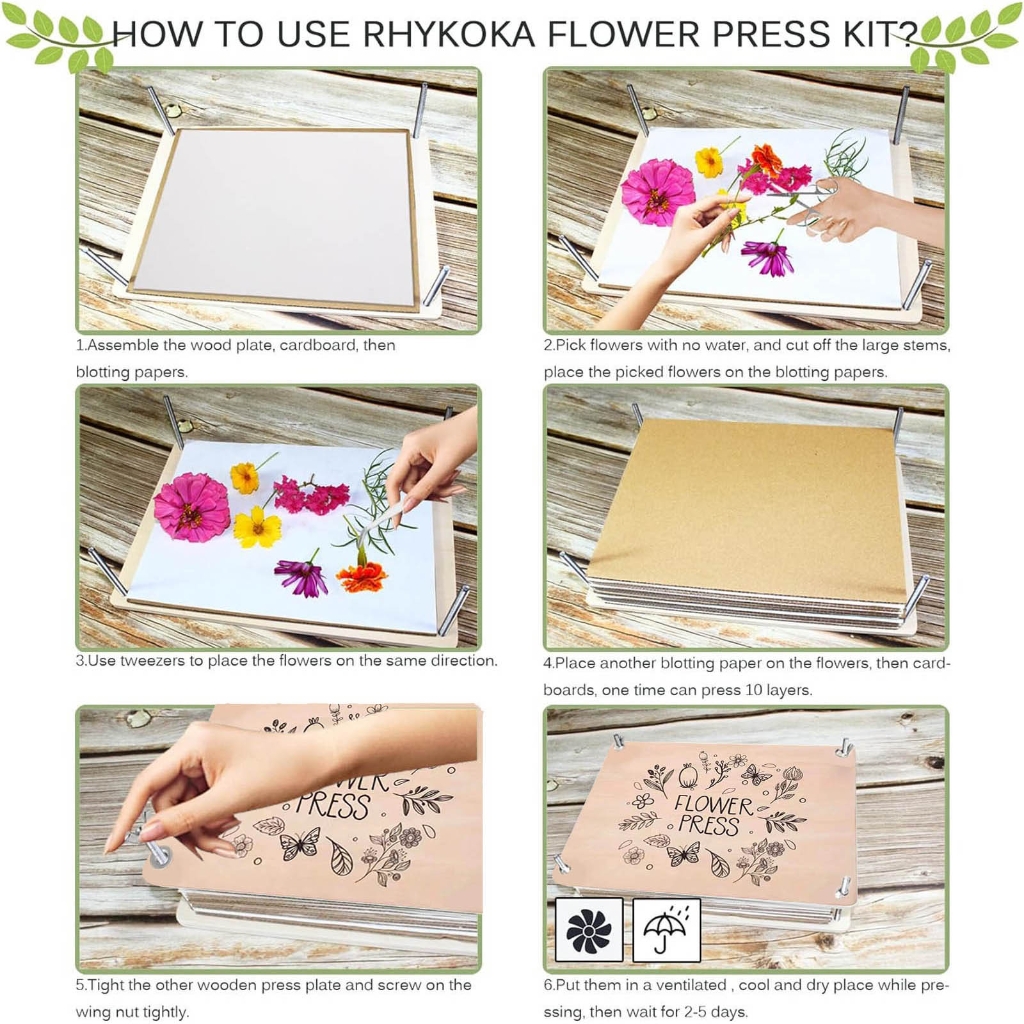 Wooden Flower Press Kits for Adults Kids DIY Art Crafts, Flower Press, Leaf Press, Plant Press for Making Greeting Cards