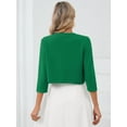 thumbnail image 6 of DEMOTIME Women's Cardigan 3/4 Sleeve Cropped Open Front Bolero Shrug for Dresses Green M, 6 of 6