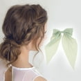 thumbnail image 2 of Unique Bargains 1 Pc Grace Bow Ribbon Duckbill Hair Clips for Home Green, 2 of 5