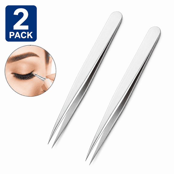 Tweezers for Women Facial Hair, Professional Stainless Steel Tweezer Set for Eyebrows, Chin Hair & Ingrown Hair Removal, Pointed Tip Tweezers for Fine Hair Plucking, Men & Women
