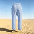 thumbnail image 5 of Dresfit Mens Linen Pants Drawsring Elastic Waist Sweatpants Baggy Straight Leg Yoga Joggers Relax Fit Loose Breathable Beach Trousers with Pockets L, 5 of 9