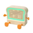 thumbnail image 1 of Reloj despertador Digital para niños, entrenador para niños, despertador en forma de tostada, luz nocturna de brillo ajustable para mesita de noche y Amarillo claro, 1 of 9