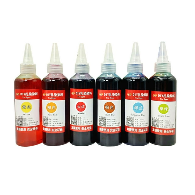 6 Bottles Kit Muti-Color Dyes Permanent Paint For DIY Arts ClotheS Fabric 620ml