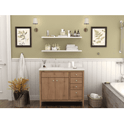 Tennant Brand 36 Wood Finish Bathroom Vanity with White Quartz Top