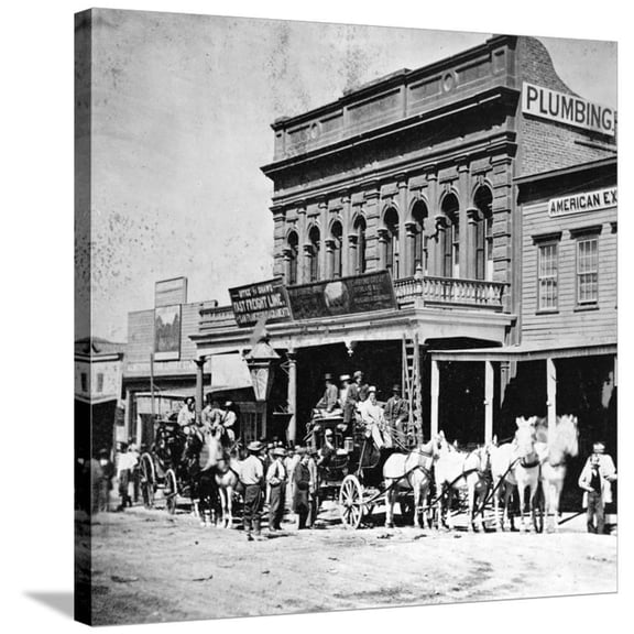Wells, Fargo and Cos Express Office, C Street, Virginia City, Nevada, from Gems of California, Figurative Transportation World Culture Stretched Canvas Wall Art Sold by Art.Com