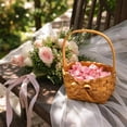 thumbnail image 3 of Handwoven Wicker Flower Girl Basket With Bow Wedding Petal Basket Small Storage Basket For Ceremony Party Home Decor, 3 of 7