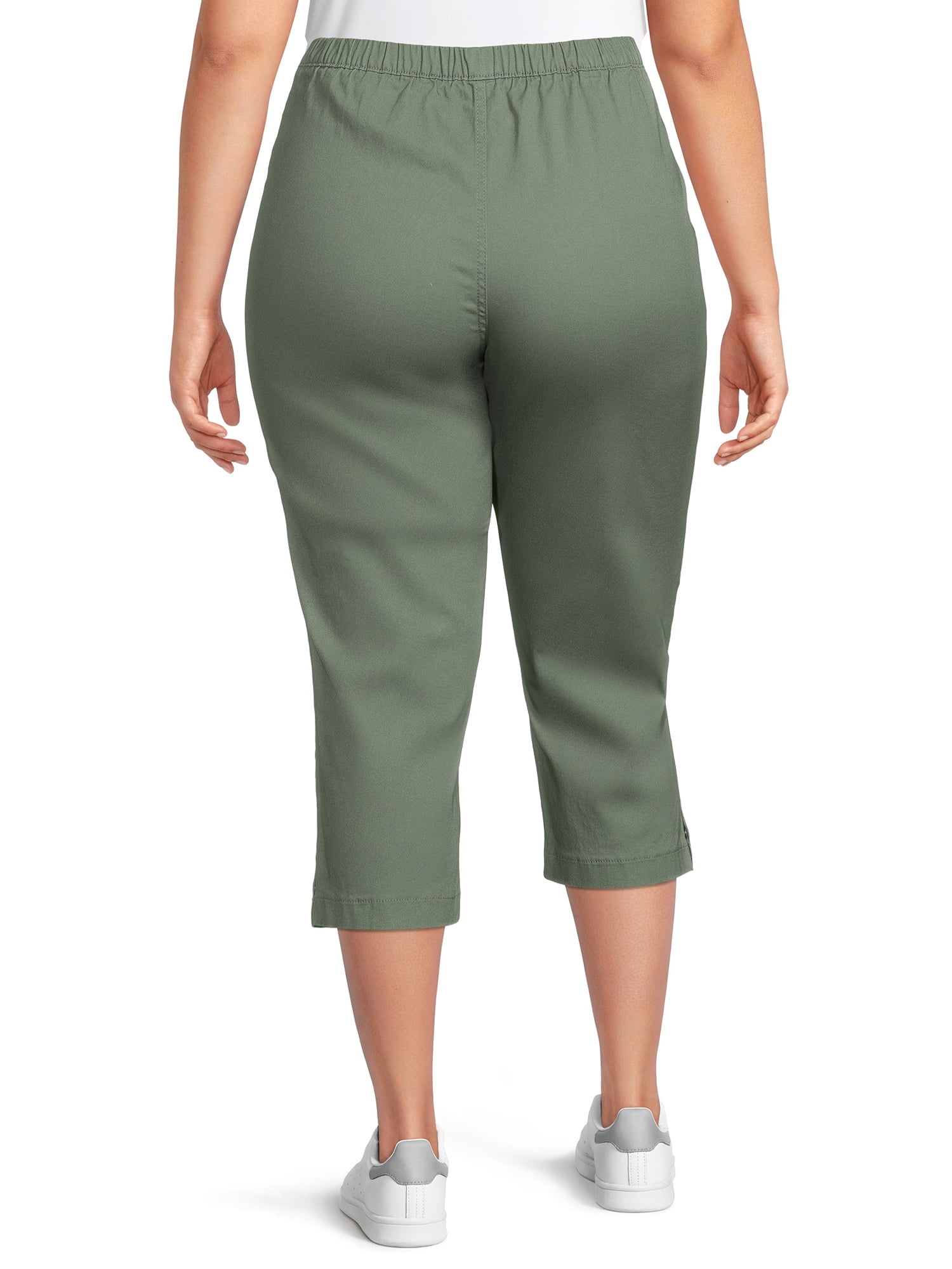 Just My Size Women's Plus Size Snap Hem Pull-On Crop Pant