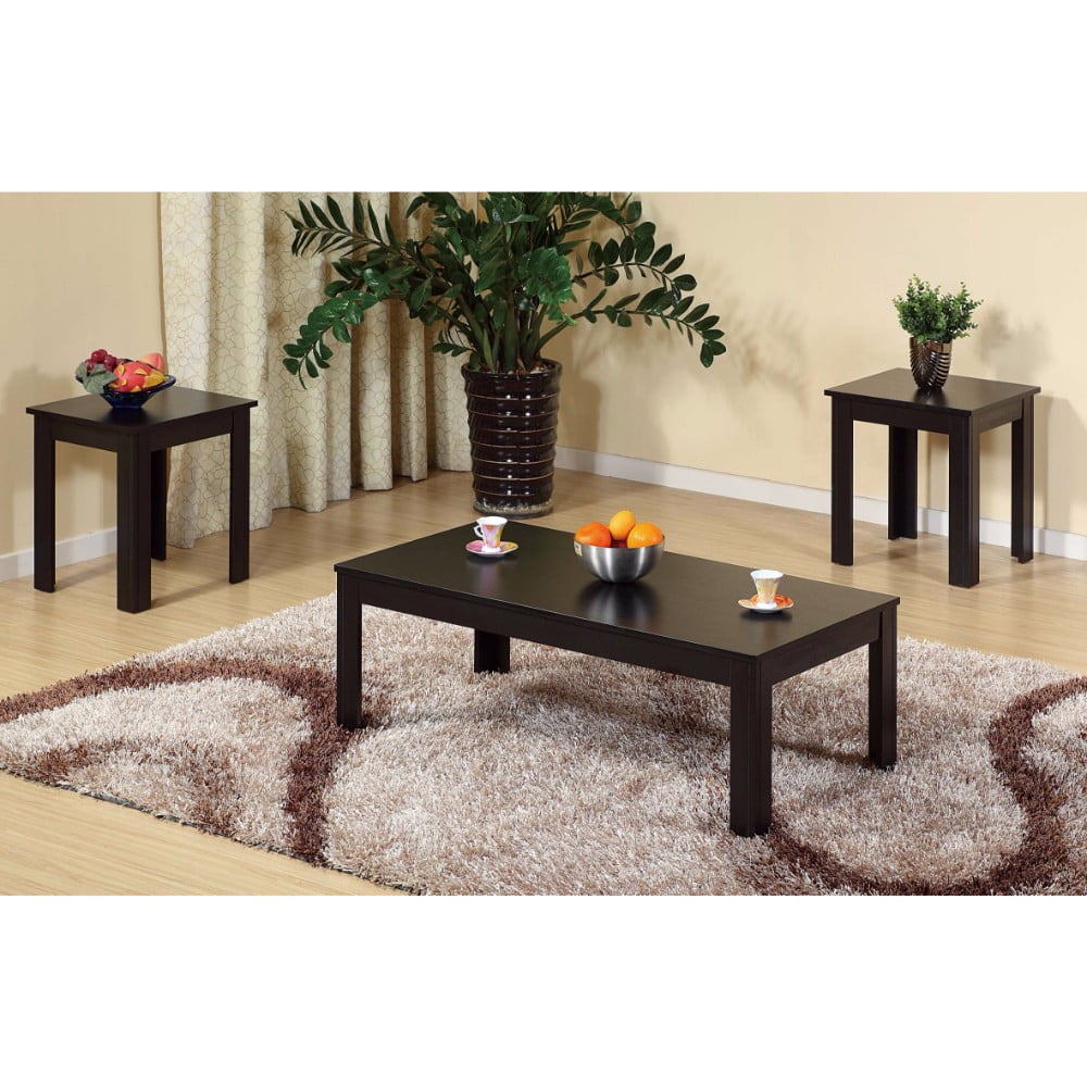 Sleek Contemporary Coffee & End Table Set Of 3 Walmart