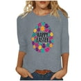 thumbnail image 2 of EGNMCR Easter T-Shirt Imprimé Graphique pour Femmes, Mode Décontractée de Noël, Col Rond, Manches 3/4, 2 of 4
