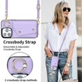 thumbnail image 6 of ShellTech for iPhone 13 Pro Max Case with Card Holder and Strap - Zipper Pocket,Crossbody Lanyard Strap,Credit Card Holder,Stand Ring,Cute Phone Wallet Case for Women,Purple, 6 of 10