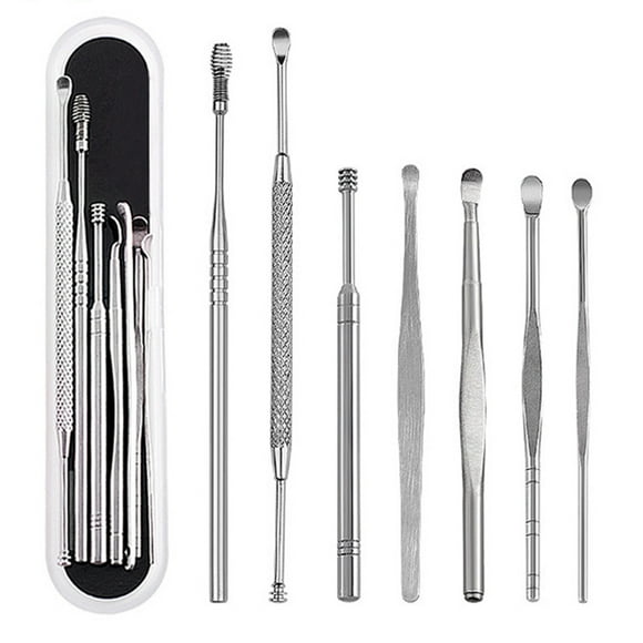 7PCS Stainless Steel Ear Wax Remover Earpick Ear Cleaner Set with Storage Box