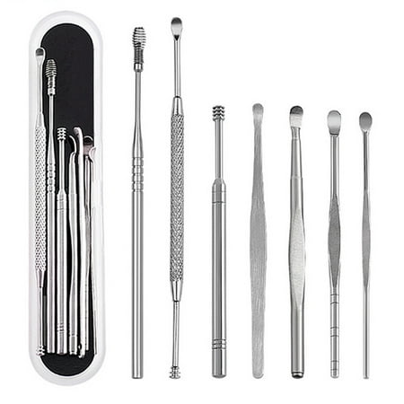 7PCS Stainless Steel Ear Wax Remover Earpick Ear Cleaner Set with Storage (Best Ear Wax Removal Drops)