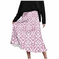 thumbnail image 2 of Summer Maxi Skirts for Women Satin Fashion Boho Long Skirt Trendy Floral High Waist A Line Beach Skirt Vacation Outfit Pink L, 2 of 7