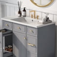 thumbnail image 4 of 36x18" Rectangular 3 Hole Bathroom Resin Sink, Vanity Top Sink Only, Fits 4" Center Faucet, White (Faucet and cabinet not included), 4 of 8