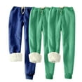 thumbnail image 2 of Fartey 3 Pack Plus Size Women Winter Warm Fleece Joggers Pants Elastic Waist Drawstring Sweatpants Thicken Outdoor Pants with Pockets Green 2XL, 2 of 8