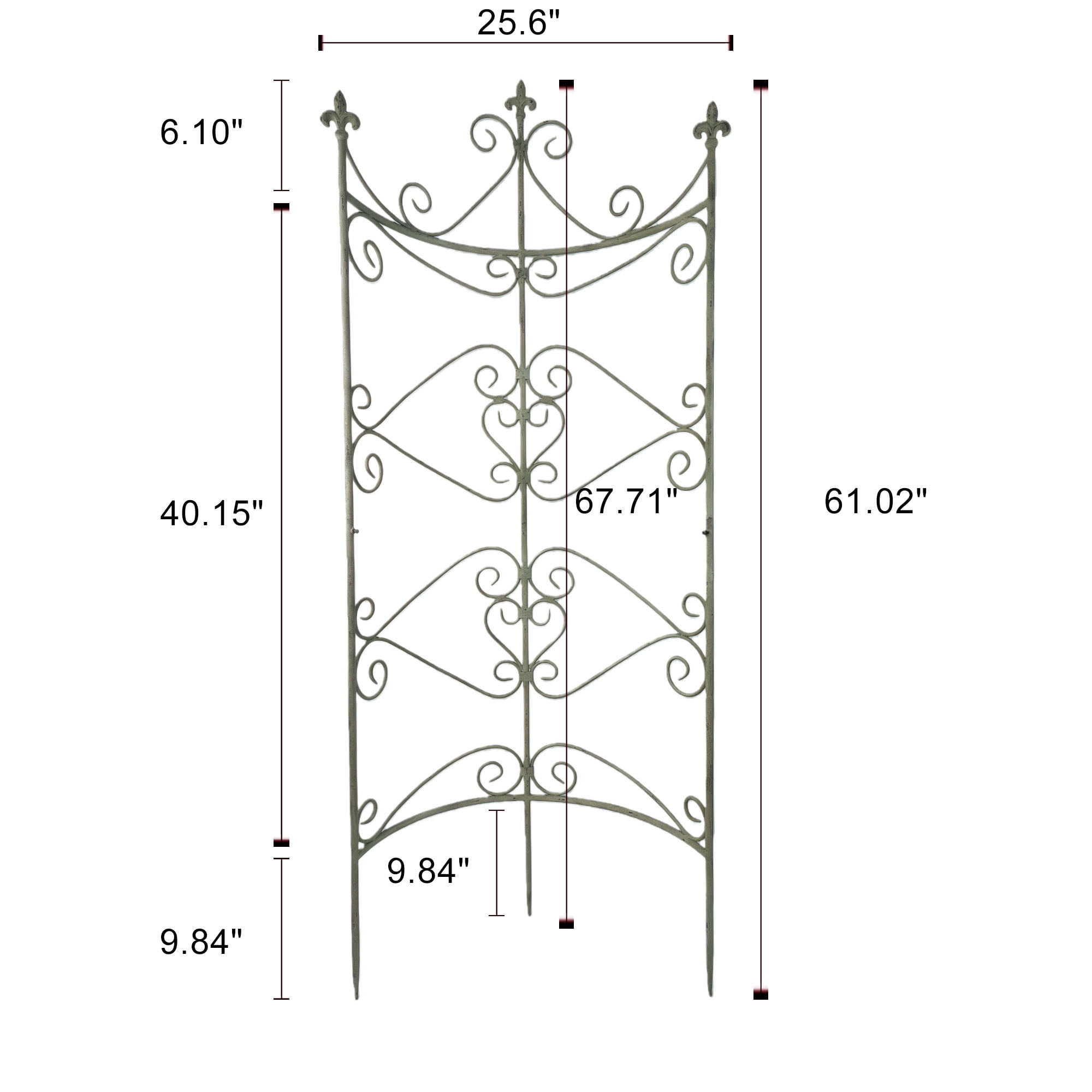 CQSXDA Vintage Style Iron Garden Fence 25.6 by 67.72 Inches  Landscape Pathway Decorative Panels, Anti Animal