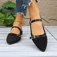 thumbnail image 2 of Xucatan Trendy Women's Buckle Strap Pointed Flats with Low Block Heel, Slip-On Mary Jane Shoes with Padded Footbed, Non-Slip Flexible Sole Comfortable Walking Shoes for Spring Summer Gift, 2 of 9