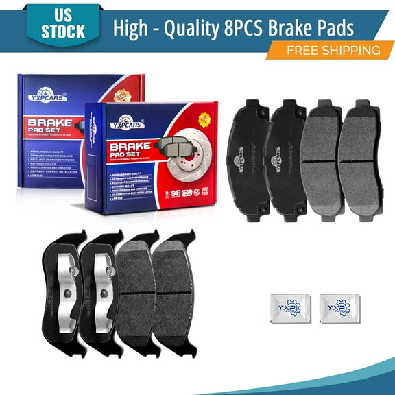 YXPCARS 8PCS Front & Rear Ceramic Brake Pads(D833 D881) for Ford Explorer Mercury Mountaineer 2002-2005 with Phenolic Piston Calipers Rear Brake Pads