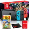 Nintendo Switch (Neon Blue/Red) + Mario Kart 8 Deluxe + Super Mario Maker 2 + 3 Month Online Membership + 6Ave Cloth