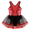 thumbnail image 5 of DPOIS Kids Girls Sequin Ballet Dance Dress Mesh Tutu Skirted Leotards Ballerina Costume Red 8, 5 of 6
