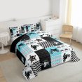 thumbnail image 3 of Feelyou Extreme Motorcycle Sport Queen Comforter Set, Stripes Checkered Buffalo Bedding Sets, Teens Kids Boys Girls Reversible Bedding Comforter Set, Super Cozy Room Decor, 3-Piece, 3 of 8