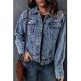 thumbnail image 3 of POGLIP Veste en Jean Bleu Ciel à Col Rabattu pour Femmes, 3 of 6