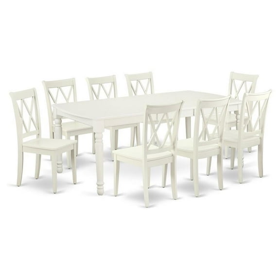 Pemberly Row 9-piece Wood Dining Set with X-Back Chairs in White