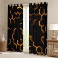 thumbnail image 2 of jejeloiu Abstract Hexagon Honeycomb Curtains Pack of 2 (42x84 Each),Yellow Black Curtains Blackout For Kids, 2 of 6