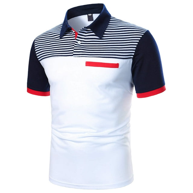 Camisas De Lino Para Hombre Las mangas de la camisa de Men y el ocio corto con la blusa de la solapa Spring Men (White, M)