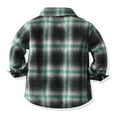 thumbnail image 4 of Scyoekwg Fall Toddler Baby Boys Plaid Shirts Jackets Button Lapel Long Sleeve Shirts Fashion Lattice Pattern Print Blouses (Green,2-3Years), 4 of 8