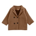 thumbnail image 2 of EnJoCho Boys Girls Winter Pe𝖺 Coat Dress Coats Notched Lapel Collar Double Breas𝗍ed Plaid Over Coats Long Jackets for Kids, 2 of 5