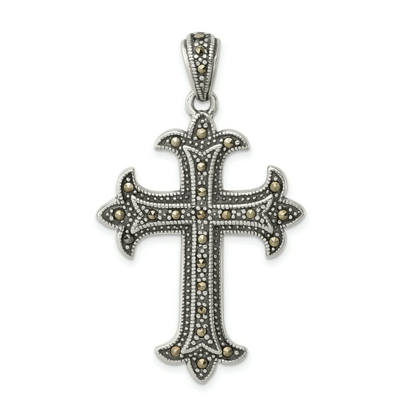 Beautiful Sterling Silver Marcasite Cross Pendant