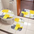 thumbnail image 5 of Yellow Gray Bathroom Rugs Set Graffiti Art Color Block Abstract Geometric Modern Non Slip Absorbent Soft Bath Mats 3 Piece Set with Bathroom Rug, U-Shaped Floor Mat, Toilet Seat Cover Small Size, 5 of 9