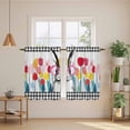 thumbnail image 2 of Spring Easter Kitchen Curtains 45 Inch Length, Colorful Flowers Tulips Bunny Lattice Tiers Curtains for Bathroom Bedroom Cafe, Light Filtering Small Window Treatment Short Drapes 2 Panels 42"Wx45"L, 2 of 8