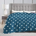 thumbnail image 4 of DouZhe Ultra-Soft Micro Fleece Lightweight Flannel Bed Blanket, Polka Dots Teal White Spots Print Cozy Warm Throw Blankets, 80"x60", 4 of 7