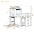 thumbnail image 2 of Harper & Bright Designs Wooden House Bunk Bed Twin Over Full Bunk Bed Floor Playhouse Bed for Bedroom, Gray, 2 of 9