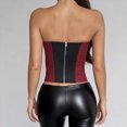 thumbnail image 5 of LEAVINGSUO Corset Tops for Women Vintage Court Style Plaid Strapless Shaping Top Boned Slim Waist Pointed Hem Bustier Club Daily Outfit Wine S, 5 of 6