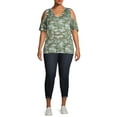 thumbnail image 2 of Terra & Sky Women's Plus Size Cold Shoulder T-Shirt, 2 of 5