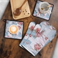 thumbnail image 5 of Pioneer Flower Kitchen Oven Mitt and Pot Holder Sets 4 Pcs for Baking, Cooking and Grilling, Heat Resistant Up To 392 °F, 5 of 7