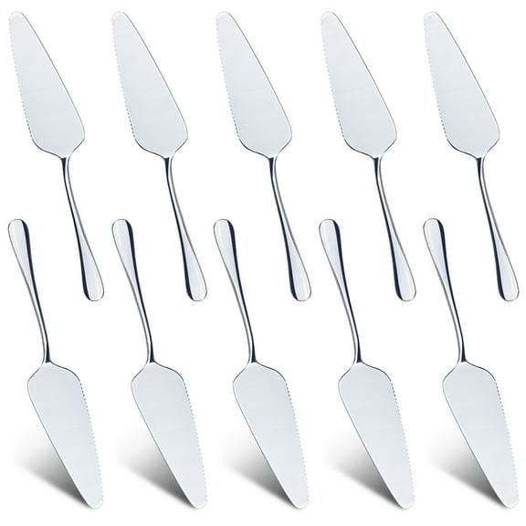 Pie Server Set, Stainless Steel Pizza Spatula Server Cake Cutter, Triangular Spade Pie Cutter Serving Utensils for Cutting Pizza, Pie and Cake (8.9 Inch, Serrated Edge)