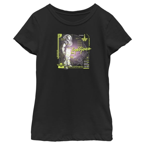 Girl's Lightyear Star Command Blueprint  Graphic Tee Black Small