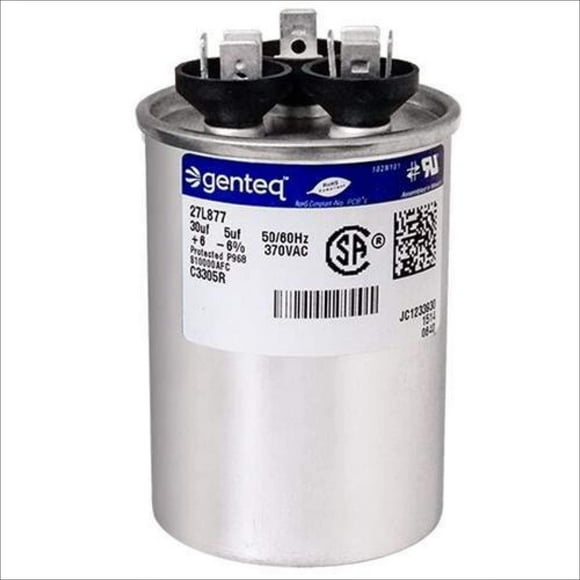 GE Genteq Replacement for Capacitor 30/5 uf 370 volt 97F9833, 370V, 30/5 MFD, Dual Run, Round Capacitor