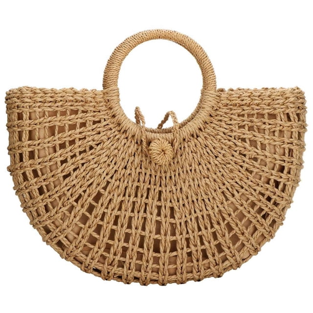 Bolso de ratán YYW tejido a mano para playa de verano con asa superior