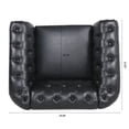 thumbnail image 3 of Chesterfield Faux Leather Sofa, 1 Seater Upholstered Tufted Single Couch with Removable Cushions Rubber Wood Legs for Living Room Bedroom Apartment, 3 of 14